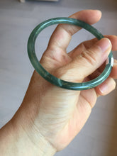 Load image into Gallery viewer, 61.3mm Certified Type A 100% Natural icy watery deep sea dark green/blue/gray/black Guatemala slim round cut Jadeite bangle PC79-3865
