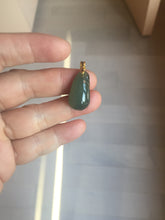 Load image into Gallery viewer, 100% Natural type A dark green/black/gary Jadeite Jade belssed melon pendant PC124-5
