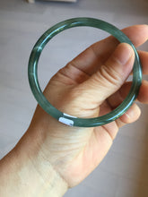 Load image into Gallery viewer, 61.3mm Certified Type A 100% Natural icy watery deep sea dark green/blue/gray/black Guatemala slim round cut Jadeite bangle PC79-3865
