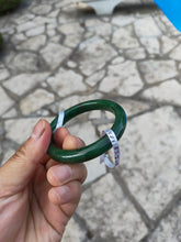 Load image into Gallery viewer, 57.5mm certified 100% Natural dark green black (碧玉) nephrite Jade bangle HN12-1581
