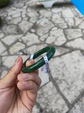 Load image into Gallery viewer, 57.5mm certified 100% Natural dark green black (碧玉) nephrite Jade bangle HN12-1581
