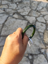 Load image into Gallery viewer, 60.5mm certified 100% Natural dark green/black round cut nephrite Jade(碧玉)  bangle HN13-1575
