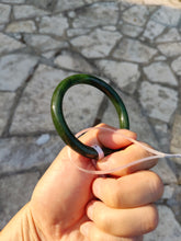 Load image into Gallery viewer, 60.5mm certified 100% Natural dark green/black round cut nephrite Jade(碧玉)  bangle HN13-1575
