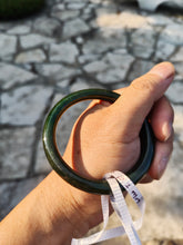 Load image into Gallery viewer, 60.2mm certified 100% Natural dark green/black round cut nephrite Jade(碧玉)  bangle HN14-0140
