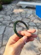 Load image into Gallery viewer, 60.2mm certified 100% Natural dark green/black round cut nephrite Jade(碧玉)  bangle HN14-0140
