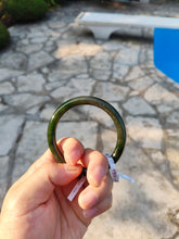Load image into Gallery viewer, 60.2mm certified 100% Natural dark green/black round cut nephrite Jade(碧玉)  bangle HN14-0140
