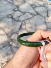 Load image into Gallery viewer, 60.8mm certified 100% Natural dark green/black nephrite Jade(碧玉)  bangle HN15-1586
