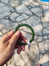 Load image into Gallery viewer, 60.8mm certified 100% Natural dark green/black nephrite Jade(碧玉)  bangle HN15-1586
