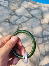 Load image into Gallery viewer, 60.8mm certified 100% Natural dark green/black nephrite Jade(碧玉)  bangle HN15-1586
