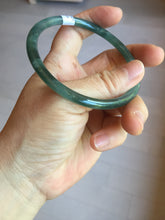 Load image into Gallery viewer, 61.3mm Certified Type A 100% Natural icy watery deep sea dark green/blue/gray/black Guatemala slim round cut Jadeite bangle PC79-3865
