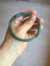Load image into Gallery viewer, 61.3mm Certified Type A 100% Natural icy watery deep sea dark green/blue/gray/black Guatemala slim round cut Jadeite bangle PC79-3865

