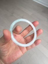 Load image into Gallery viewer, 59.5mm 100% natural certified light green/white round cut slim jadeite jade bangle BL43-1824

