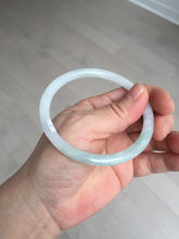 Load image into Gallery viewer, 59.5mm 100% natural certified light green/white round cut slim jadeite jade bangle BL43-1824
