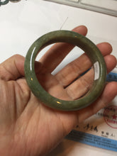 Load image into Gallery viewer, 54.5mm certified 100% natural dark green yellow jadeite jade bangle PA38-1244
