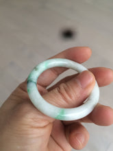 Load image into Gallery viewer, 35-38mm Type A 100% Natural sunny green/white Jadeite Jade kids bangle /scarf button group BF100
