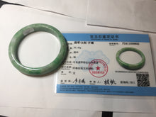 Load image into Gallery viewer, 59mm certified Type A 100% Natural sunny green white gray Jadeite Jade bangle BS80-9893
