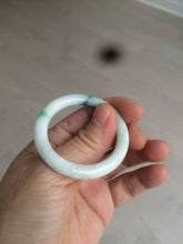 Load image into Gallery viewer, 35-38mm Type A 100% Natural sunny green/white Jadeite Jade kids bangle /scarf button group BF100
