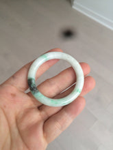 Load image into Gallery viewer, 35-38mm Type A 100% Natural sunny green/white Jadeite Jade kids bangle /scarf button group BF100
