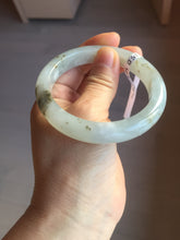 Load image into Gallery viewer, 56.5mm 100% natural type A icy watery light green/brown/black seaweed jadeite jade bangle Q139-5250
