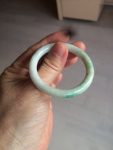 Load image into Gallery viewer, 35-38mm Type A 100% Natural sunny green/white Jadeite Jade kids bangle /scarf button group BF100
