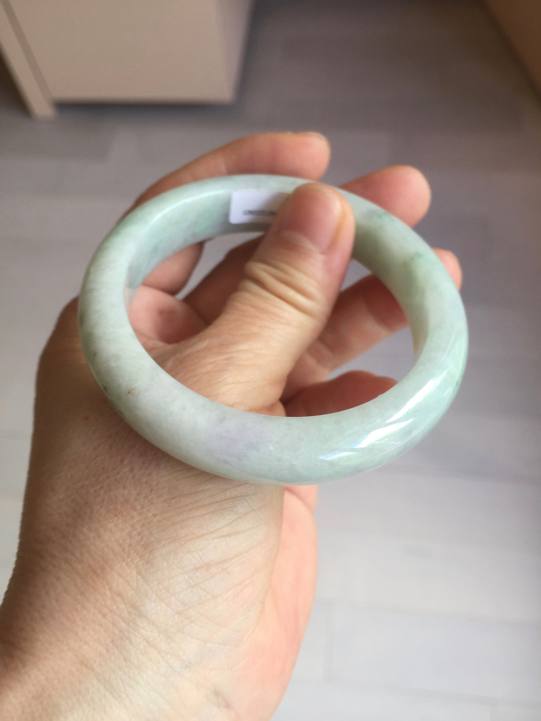 54.6mm 100% natural sunny green/white/purple jadeite jade bangle BN43