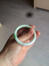 Load image into Gallery viewer, 35-38mm Type A 100% Natural sunny green/white Jadeite Jade kids bangle /scarf button group BF100
