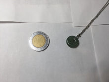 Load image into Gallery viewer, 12.7mm Type A 100% Natural icy watery dark green gray (老油青) with dark green/black flying flowers dainty Jadeite Jade Safety Guardian Button donuts pendant PA160
