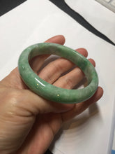 Load image into Gallery viewer, 59mm certified Type A 100% Natural sunny green white gray Jadeite Jade bangle BS80-9893
