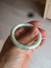 Load image into Gallery viewer, 35-38mm Type A 100% Natural sunny green/white Jadeite Jade kids bangle /scarf button group BF100
