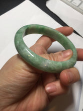 Load image into Gallery viewer, 59mm certified Type A 100% Natural sunny green white gray Jadeite Jade bangle BS80-9893
