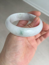 Load image into Gallery viewer, 47.5mm certified 100% natural Type A icy watery green white broad style oval jadeite jade bangle BK129-0267
