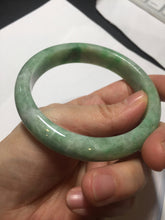 Load image into Gallery viewer, 59mm certified Type A 100% Natural sunny green white gray Jadeite Jade bangle BS80-9893
