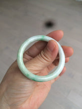 Load image into Gallery viewer, 35-38mm Type A 100% Natural sunny green/white Jadeite Jade kids bangle /scarf button group BF100
