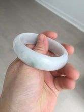 Load image into Gallery viewer, 47.5mm certified 100% natural Type A icy watery green white broad style oval jadeite jade bangle BK129-0267
