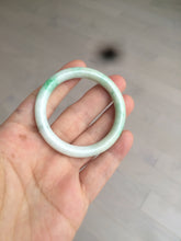 Load image into Gallery viewer, 35-38mm Type A 100% Natural sunny green/white Jadeite Jade kids bangle /scarf button group BF100
