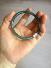 Load image into Gallery viewer, 56.5mm Certified Type A 100% Natural icy watery green/blue/black/gray slim round cut Guatemala Jadeite bangle PC67-7027
