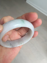 Load image into Gallery viewer, 47.5mm certified 100% natural Type A icy watery green white broad style oval jadeite jade bangle BK129-0267
