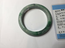 Load image into Gallery viewer, 60.5mm certified Type A 100% Natural sunny green gray black Jadeite Jade bangle BS81-9872
