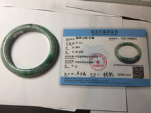 Load image into Gallery viewer, 60.5mm certified Type A 100% Natural sunny green gray black Jadeite Jade bangle BS81-9872
