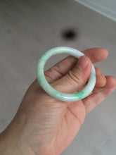 Load image into Gallery viewer, 35-38mm Type A 100% Natural sunny green/white Jadeite Jade kids bangle /scarf button group BF100
