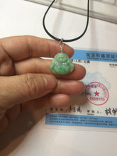 Load image into Gallery viewer, Certified 100% Natural type A sunny green happy Buddha jadeite Jade pendant PB68-5104
