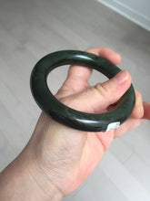 Load image into Gallery viewer, 54.7mm certified 100% Natural dark green/gray/black round cut Hetian nephrite Jade bangle HF78-0129
