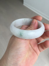 Load image into Gallery viewer, 47.5mm certified 100% natural Type A icy watery green white broad style oval jadeite jade bangle BK129-0267
