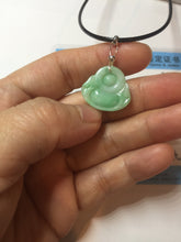 Load image into Gallery viewer, Certified 100% Natural type A sunny green happy Buddha jadeite Jade pendant PB68-5104
