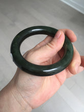 Load image into Gallery viewer, 54.7mm certified 100% Natural dark green/gray/black round cut Hetian nephrite Jade bangle HF78-0129
