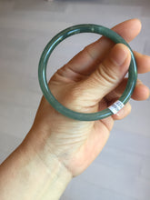 Load image into Gallery viewer, 56.5mm Certified Type A 100% Natural icy watery green/blue/black/gray slim round cut Guatemala Jadeite bangle PC67-7027
