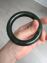 Load image into Gallery viewer, 54.7mm certified 100% Natural dark green/gray/black round cut Hetian nephrite Jade bangle HF78-0129
