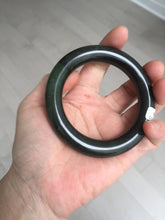 Load image into Gallery viewer, 54.7mm certified 100% Natural dark green/gray/black round cut Hetian nephrite Jade bangle HF78-0129
