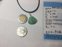 Load image into Gallery viewer, Certified 100% Natural type A sunny green happy Buddha jadeite Jade pendant PB68-5104
