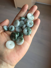 Load image into Gallery viewer, Type A 100% Natural dark green white forest Jadeite Safety Guardian Button donuts pendant BG206
